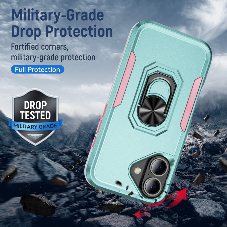 For iPhone 16 Pioneer Armor Heavy Duty PC + TPU Phone Case with Holder