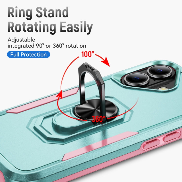 For iPhone 16 Pioneer Armor Heavy Duty PC + TPU Phone Case with Holder
