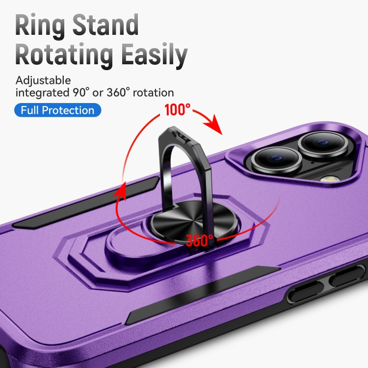 For iPhone 16 Pioneer Armor Heavy Duty PC + TPU Phone Case with Holder