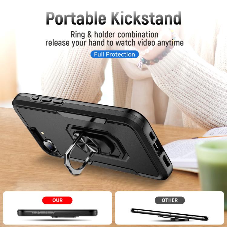For iPhone 17e / 16e Pioneer Armor Heavy Duty PC + TPU Phone Case with Holder