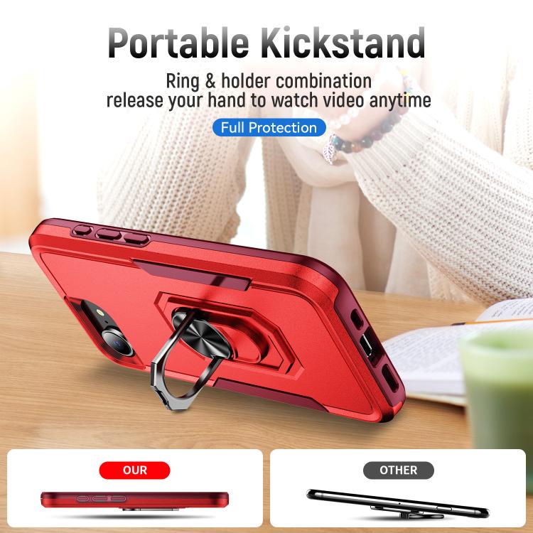For iPhone 17e / 16e Pioneer Armor Heavy Duty PC + TPU Phone Case with Holder