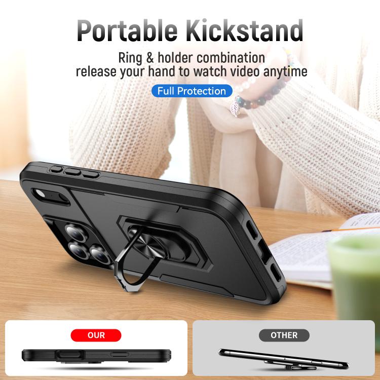 For iPhone 17 Pro Max Pioneer Armor Heavy Duty PC + TPU Phone Case with Holder