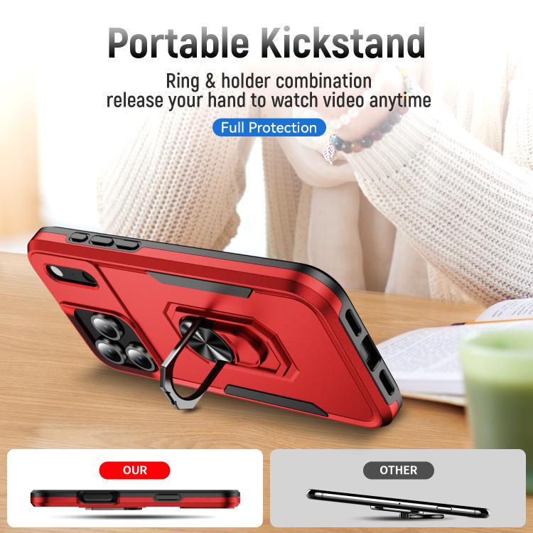 For iPhone 17 Pro Max Pioneer Armor Heavy Duty PC + TPU Phone Case with Holder