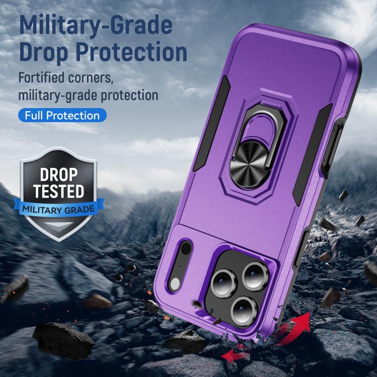 For iPhone 17 Pro Max Pioneer Armor Heavy Duty PC + TPU Phone Case with Holder