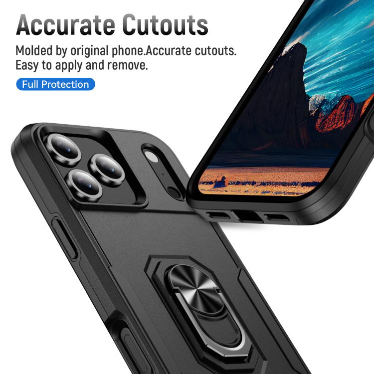 For iPhone 17 Pro Pioneer Armor Heavy Duty PC + TPU Phone Case with Holder