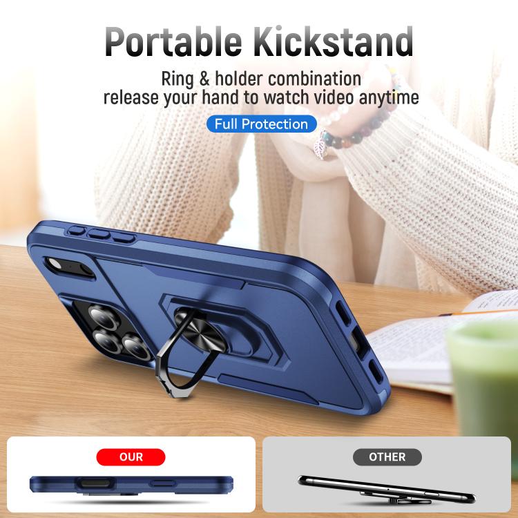 For iPhone 17 Pro Pioneer Armor Heavy Duty PC + TPU Phone Case with Holder
