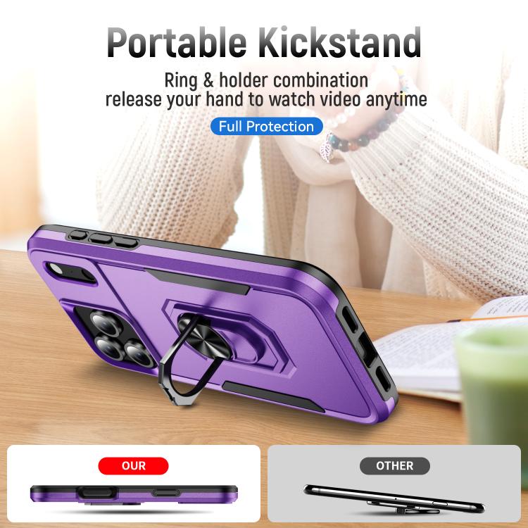 For iPhone 17 Pro Pioneer Armor Heavy Duty PC + TPU Phone Case with Holder