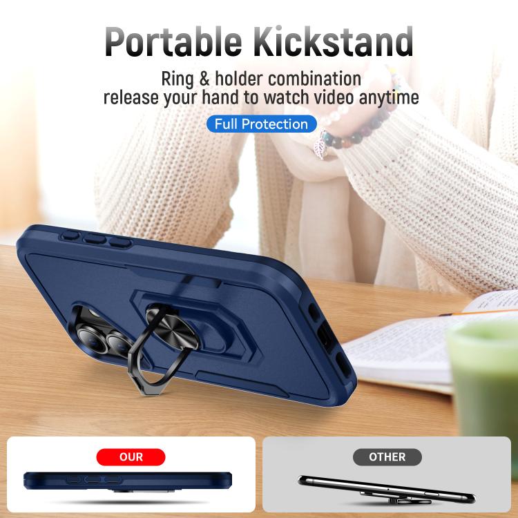 For iPhone 17 Pioneer Armor Heavy Duty PC + TPU Phone Case with Holder