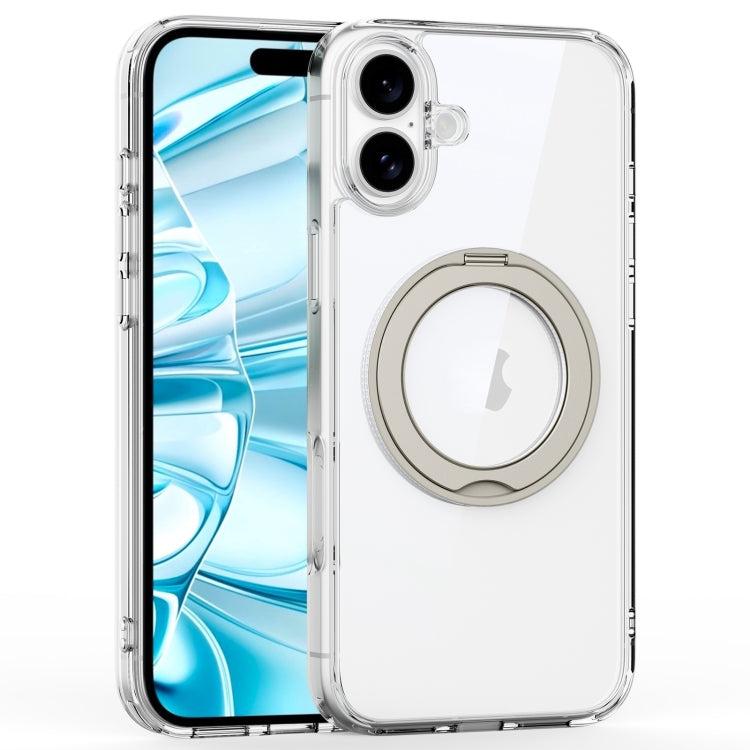 For iPhone 16 Plus Crystal Clear MagSafe Magnetic Holder Phone Case