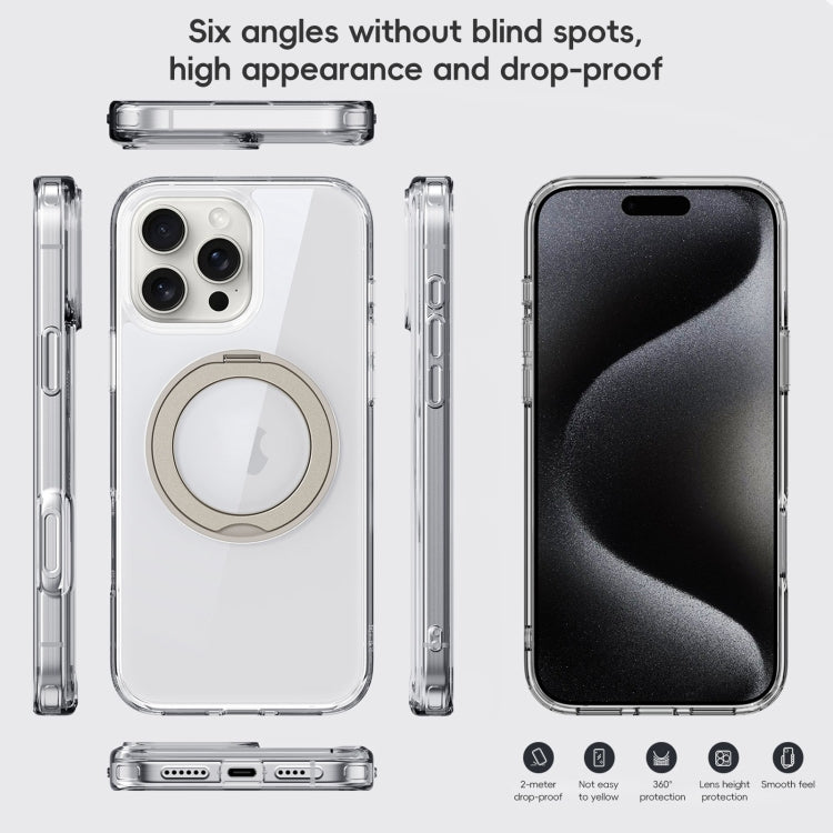 For iPhone 16 Pro Crystal Clear MagSafe Magnetic Holder Phone Case