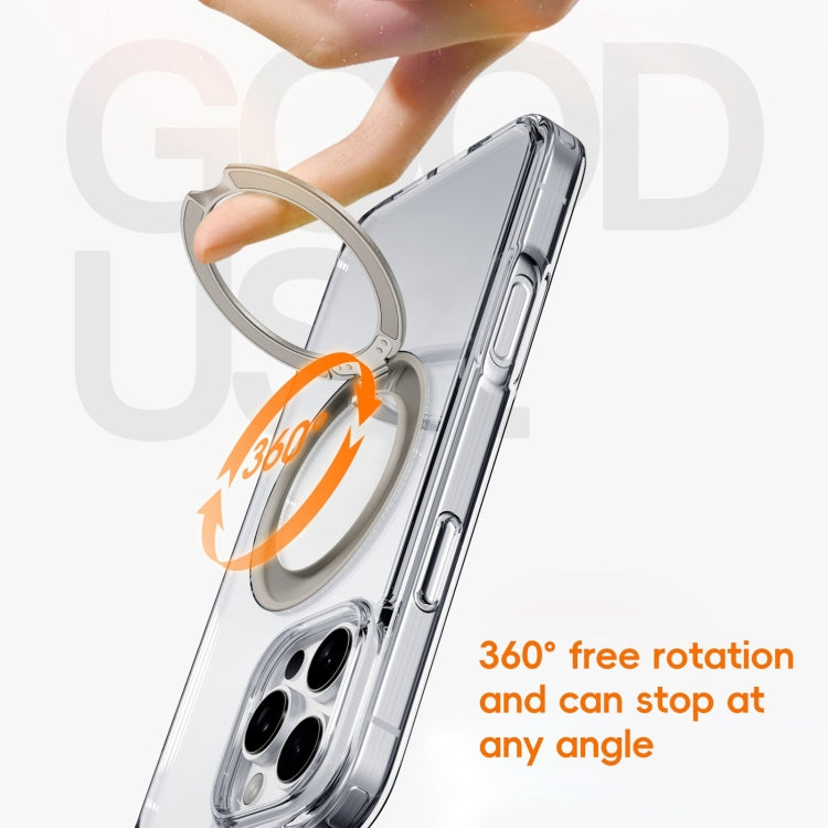 For iPhone 16 Pro Crystal Clear MagSafe Magnetic Holder Phone Case