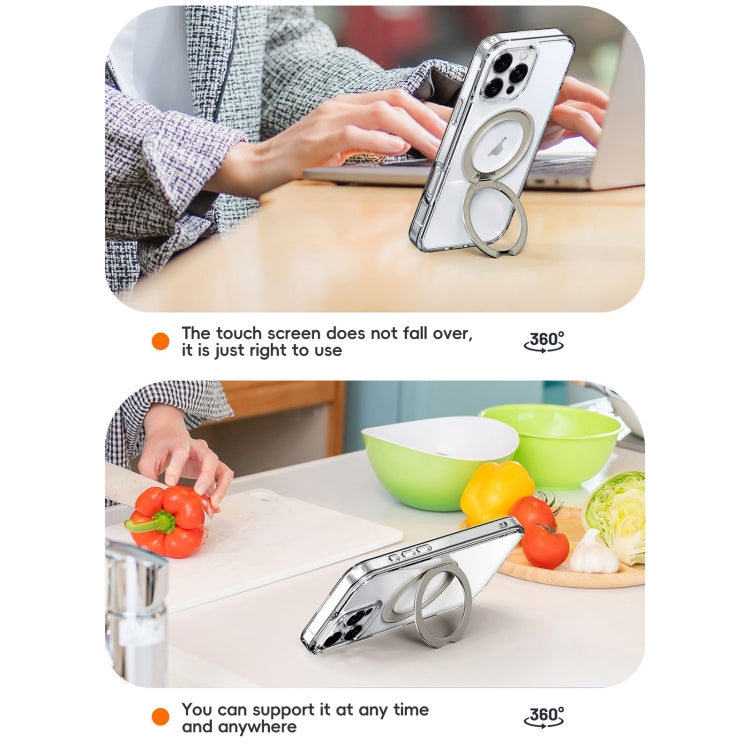 For iPhone 16 Pro Crystal Clear MagSafe Magnetic Holder Phone Case