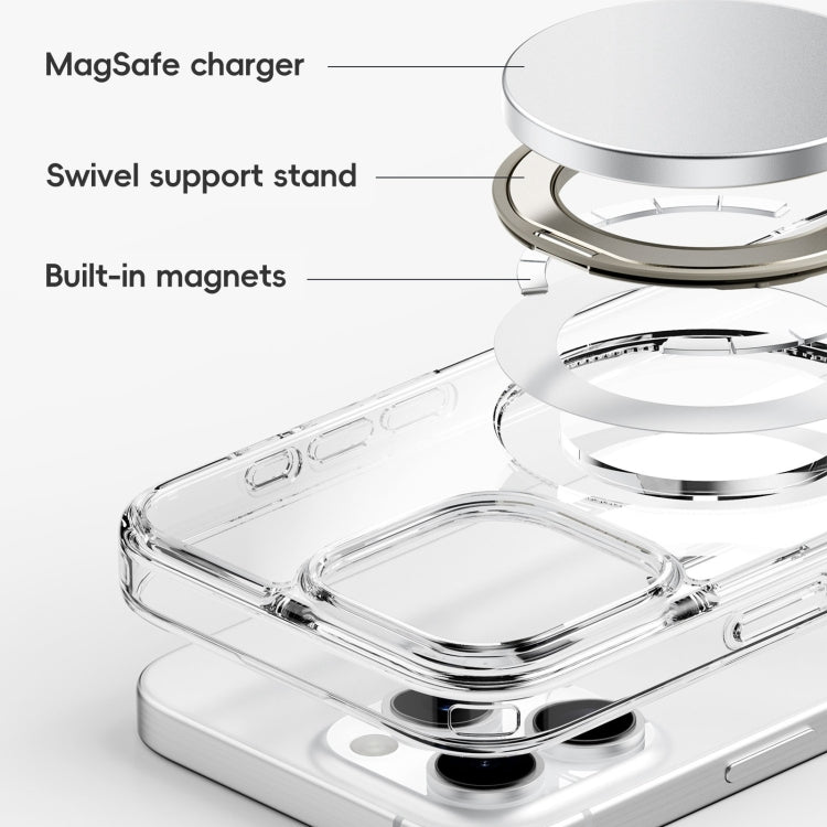 For iPhone 16 Plus Crystal Clear MagSafe Magnetic Holder Phone Case