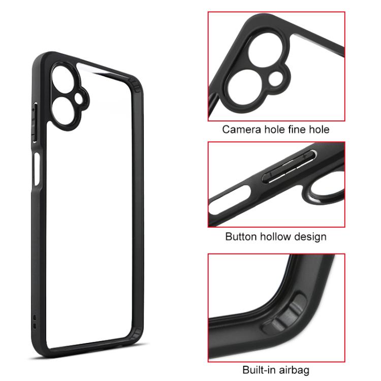 For Samsung Galaxy A06 5G Frosted TPU + Transparent PC Phone Case - Black