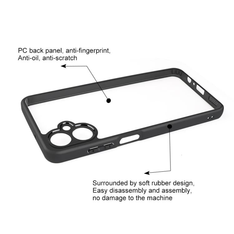 For Samsung Galaxy A06 5G Frosted TPU + Transparent PC Phone Case - Black