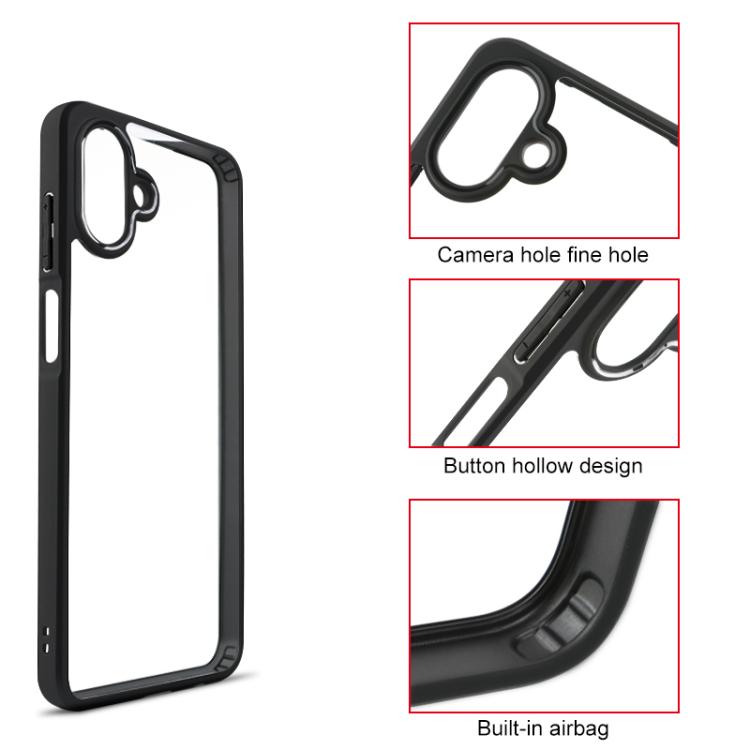 For Samsung Galaxy A07 4G Frosted TPU + Transparent PC Phone Case - Black