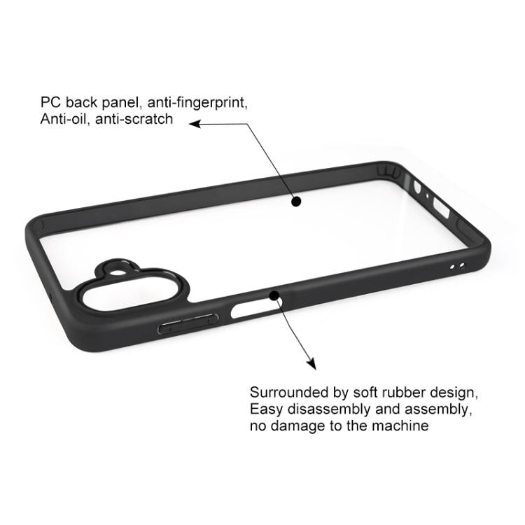 For Samsung Galaxy A07 4G Frosted TPU + Transparent PC Phone Case - Black