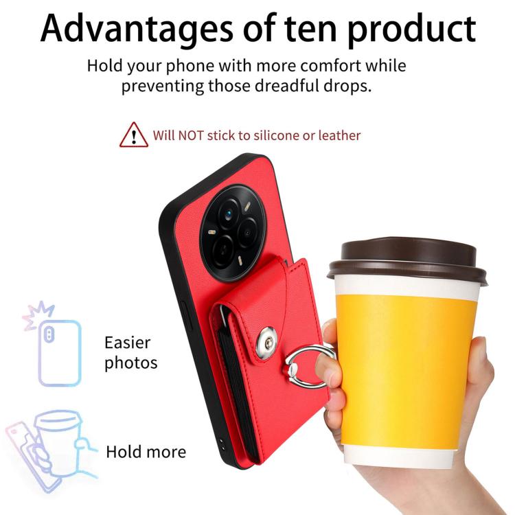 For Realme 14 Pro Organ Card Bag Ring Holder Phone Case