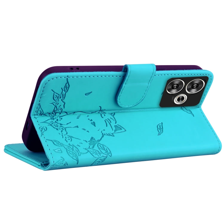 For Xiaomi Poco F6 Cute Cat Embossed Leather Phone Case