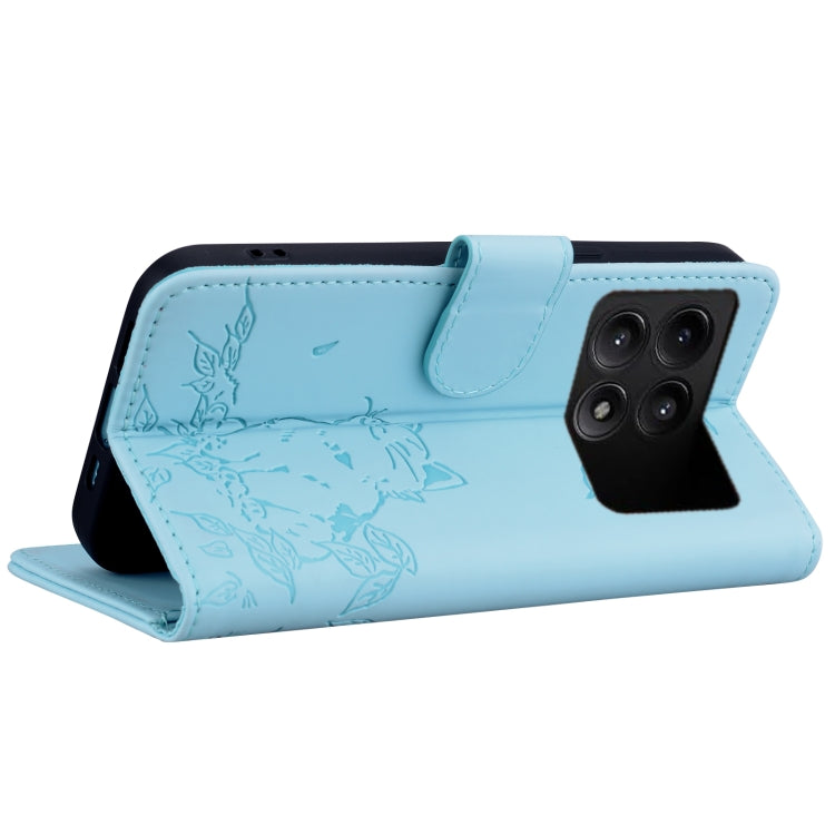 For Xiaomi Poco F6 Pro 5G Cute Cat Embossed Leather Phone Case