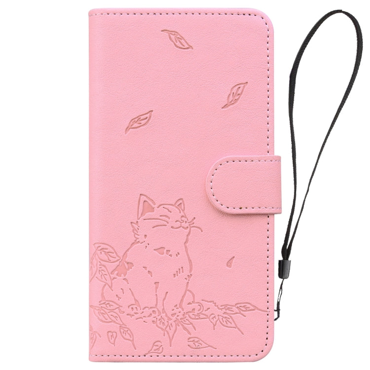 For Xiaomi Poco F6 Pro 5G Cute Cat Embossed Leather Phone Case