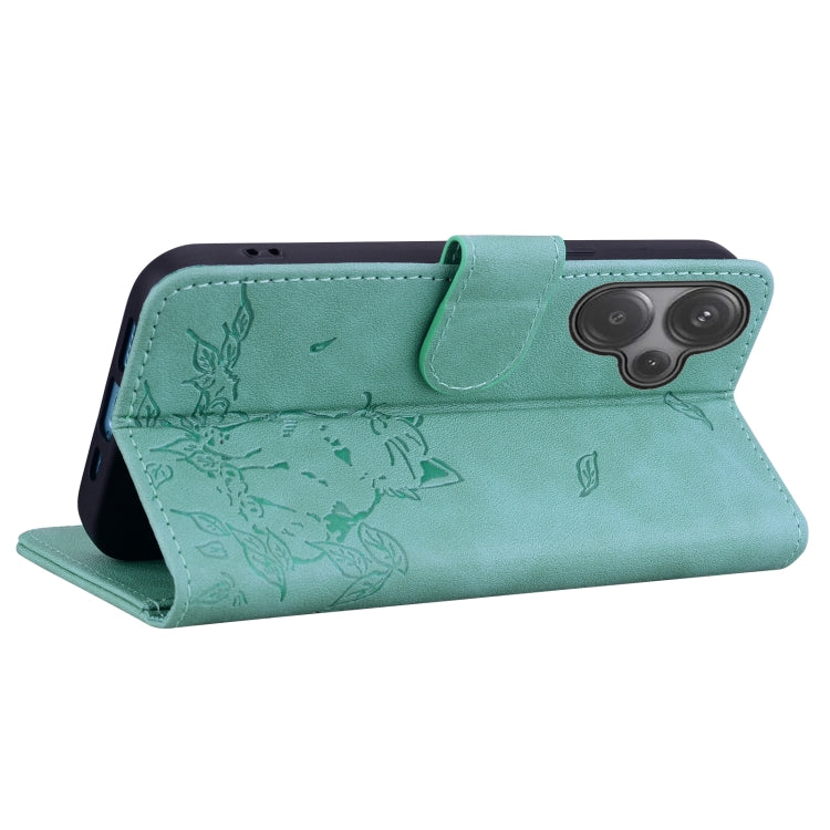For Xiaomi Poco M6 4G Cute Cat Embossed Leather Phone Case