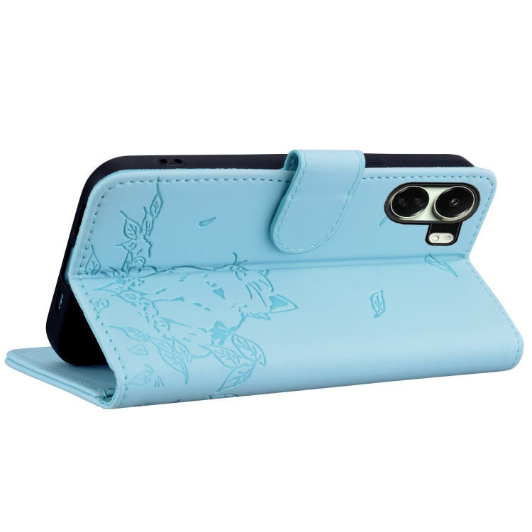 For Xiaomi Poco C65 Cute Cat Embossed Leather Phone Case