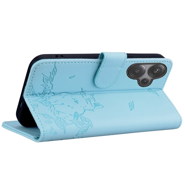 For Redmi 13 4G Cute Cat Embossed Leather Phone Case