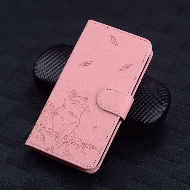 For Redmi 13C 4G Cute Cat Embossed Leather Phone Case