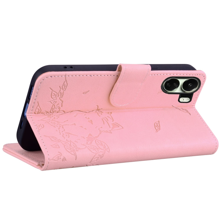 For Redmi 13C 4G Cute Cat Embossed Leather Phone Case