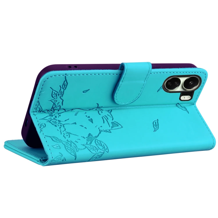 For Redmi 13C 4G Cute Cat Embossed Leather Phone Case