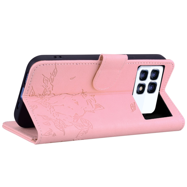 For Redmi K70 Ultra Cute Cat Embossed Leather Phone Case