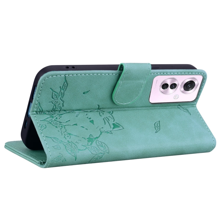 For OPPO Reno11 F 5G Cute Cat Embossed Leather Phone Case