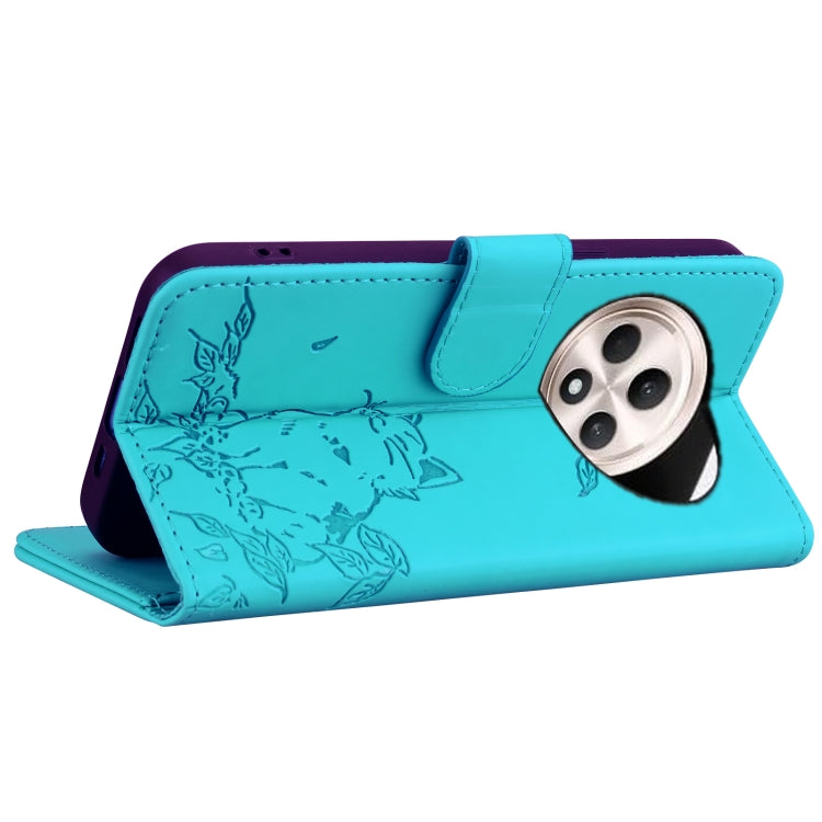 For OPPO Reno12 F 5G Cute Cat Embossed Leather Phone Case