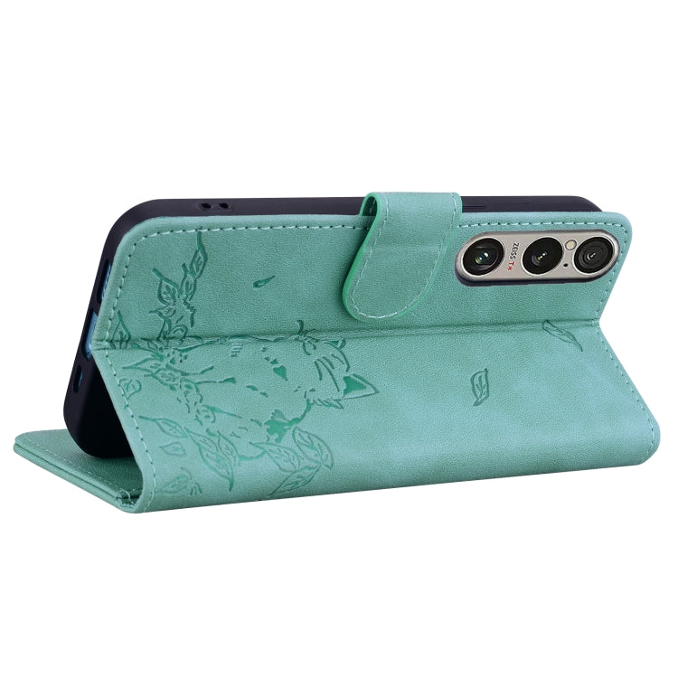 For Sony Xperia 1 VI Cute Cat Embossed Leather Phone Case