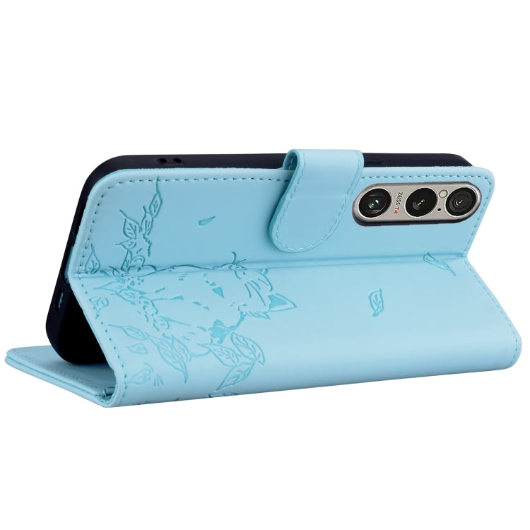 For Sony Xperia 1 VI Cute Cat Embossed Leather Phone Case