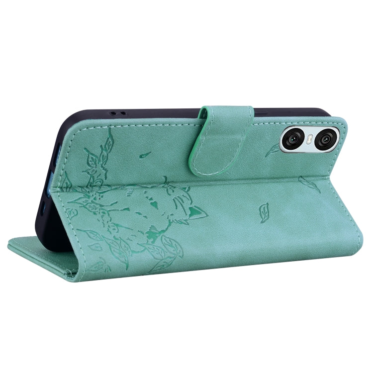 For Sony Xperia 10 VI Cute Cat Embossed Leather Phone Case