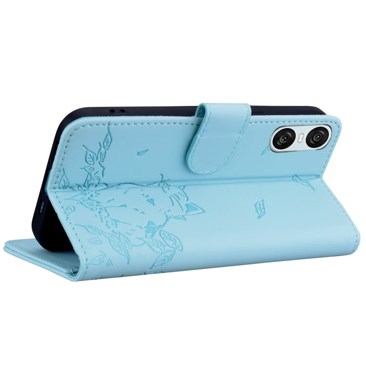 For Sony Xperia 10 VI Cute Cat Embossed Leather Phone Case