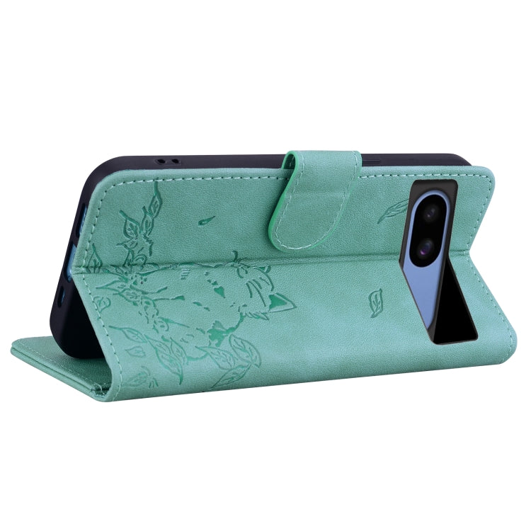 For Google Pixel 8a Cute Cat Embossed Leather Phone Case