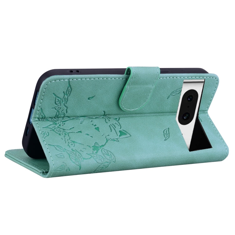 For Google Pixel 8 Cute Cat Embossed Leather Phone Case