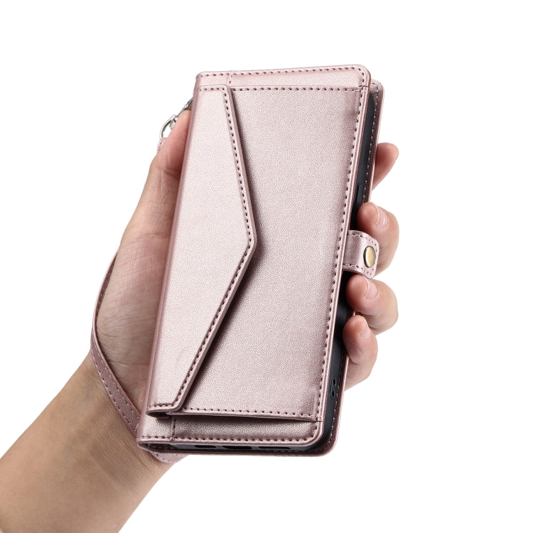 For iPhone 16 Plus Wallet Multi-card Slot Leather Phone Case with Lanyard