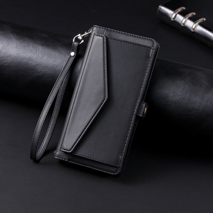 For iPhone 16 Plus Wallet Multi-card Slot Leather Phone Case with Lanyard