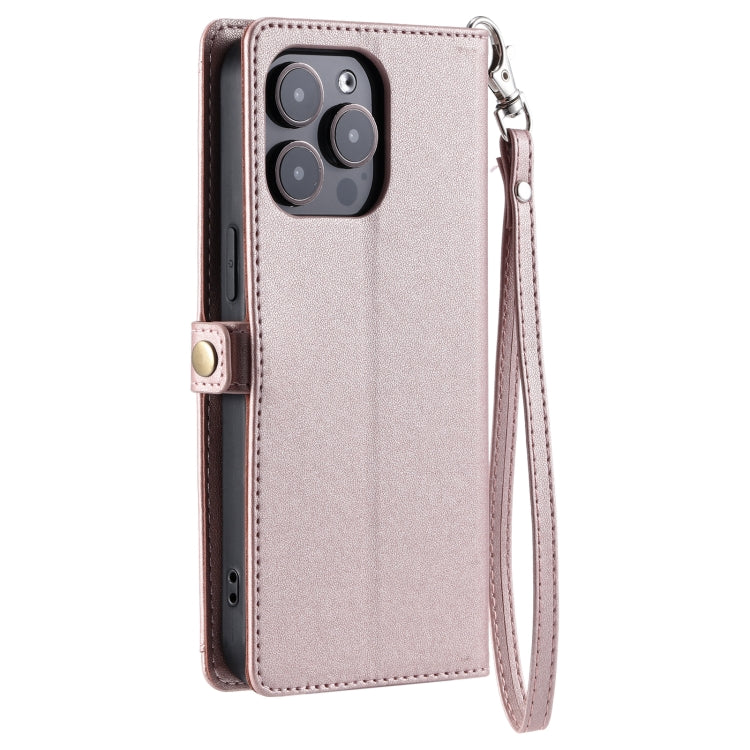 For iPhone 13 Pro Max Wallet Multi-card Slot Leather Phone Case with Lanyard