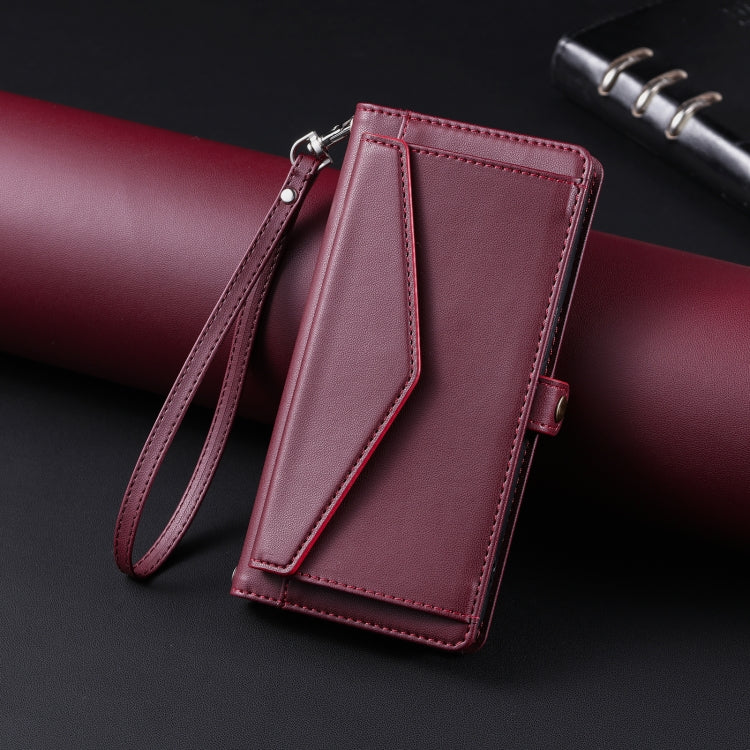 For iPhone 13 Pro Max Wallet Multi-card Slot Leather Phone Case with Lanyard
