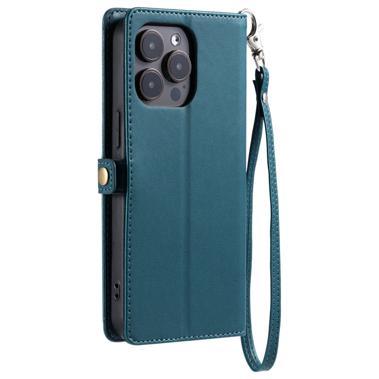 For iPhone 13 Pro Max Wallet Multi-card Slot Leather Phone Case with Lanyard