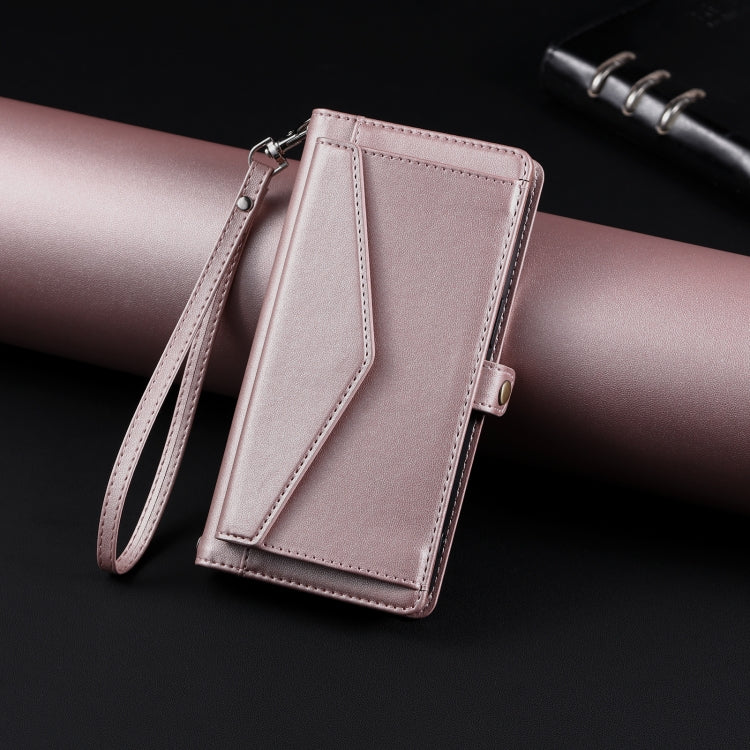 For iPhone 13 Wallet Multi-card Slot Leather Phone Case with Lanyard