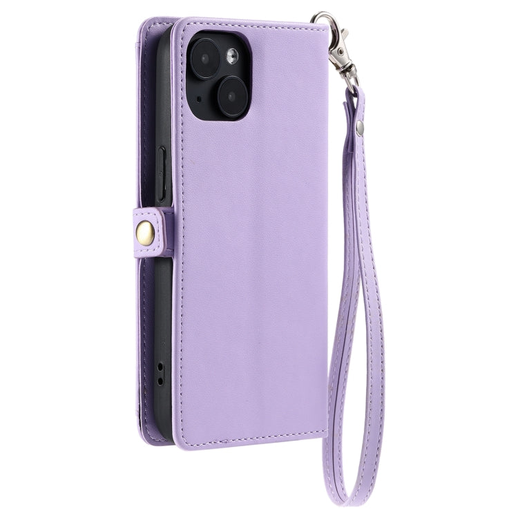 For iPhone 13 Wallet Multi-card Slot Leather Phone Case with Lanyard