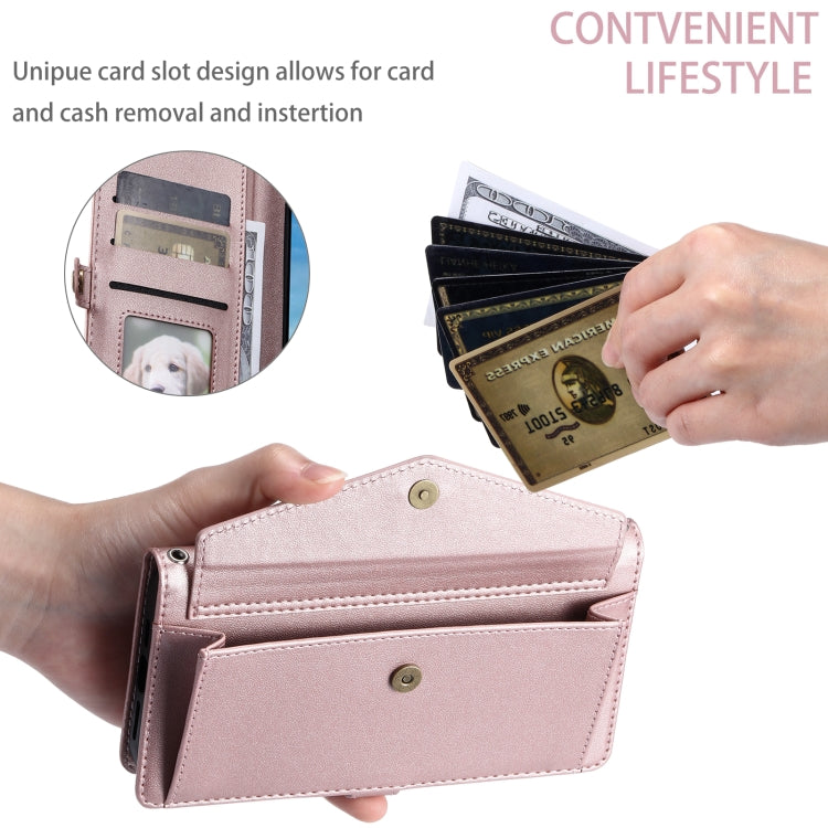 For iPhone 13 mini Wallet Multi-card Slot Leather Phone Case with Lanyard