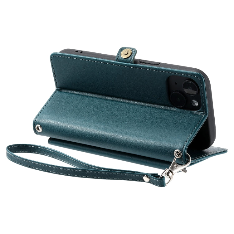 For iPhone 13 mini Wallet Multi-card Slot Leather Phone Case with Lanyard