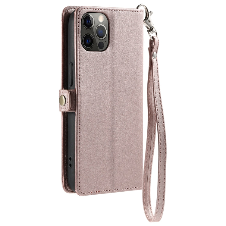 For iPhone 12 Pro Max Wallet Multi-card Slot Leather Phone Case with Lanyard
